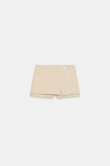JUPE-PANTALON CROISÉE TAILLE BASSE - Sable de Zara - Image 6