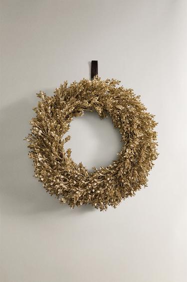 SPARKLY CHRISTMAS WREATH DECORATION - Gold by Zara