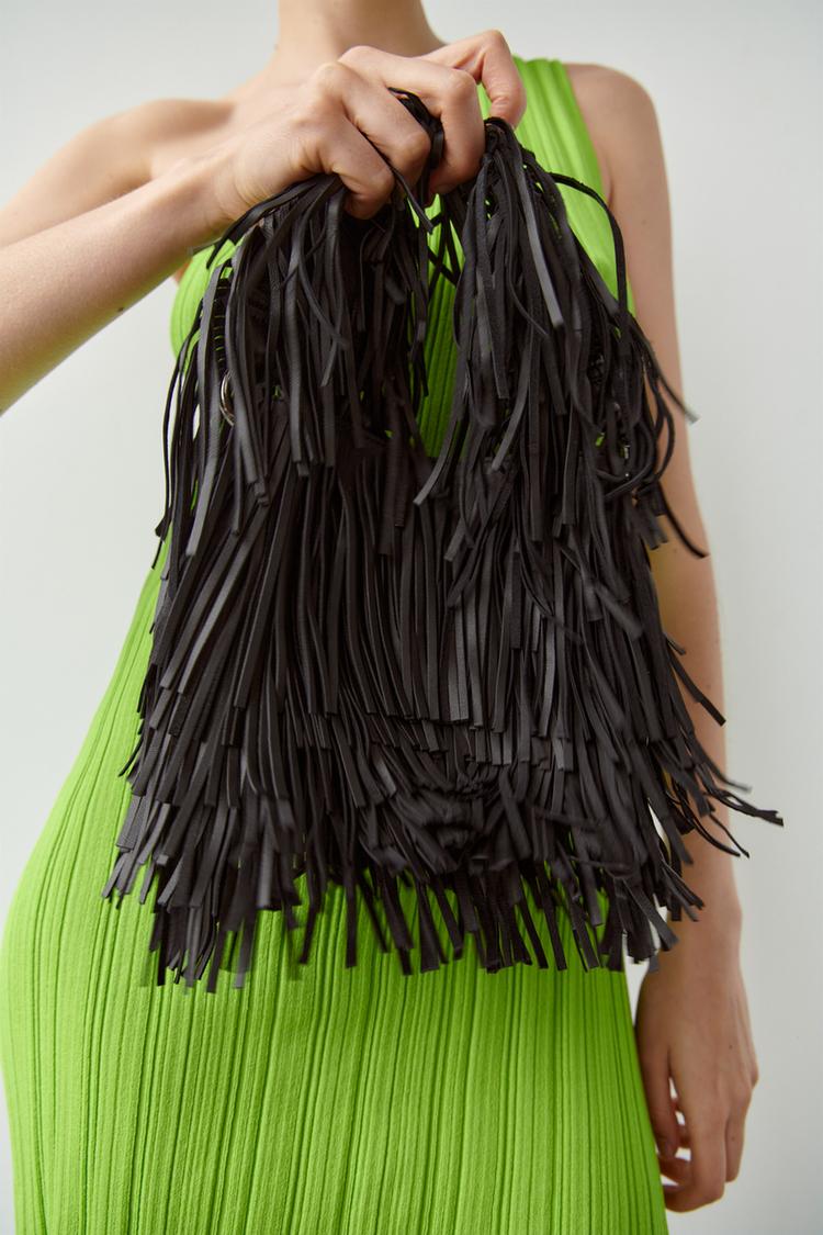 フリンジレザー バケットバッグ - ブラック | ZARA Japan / 日本 