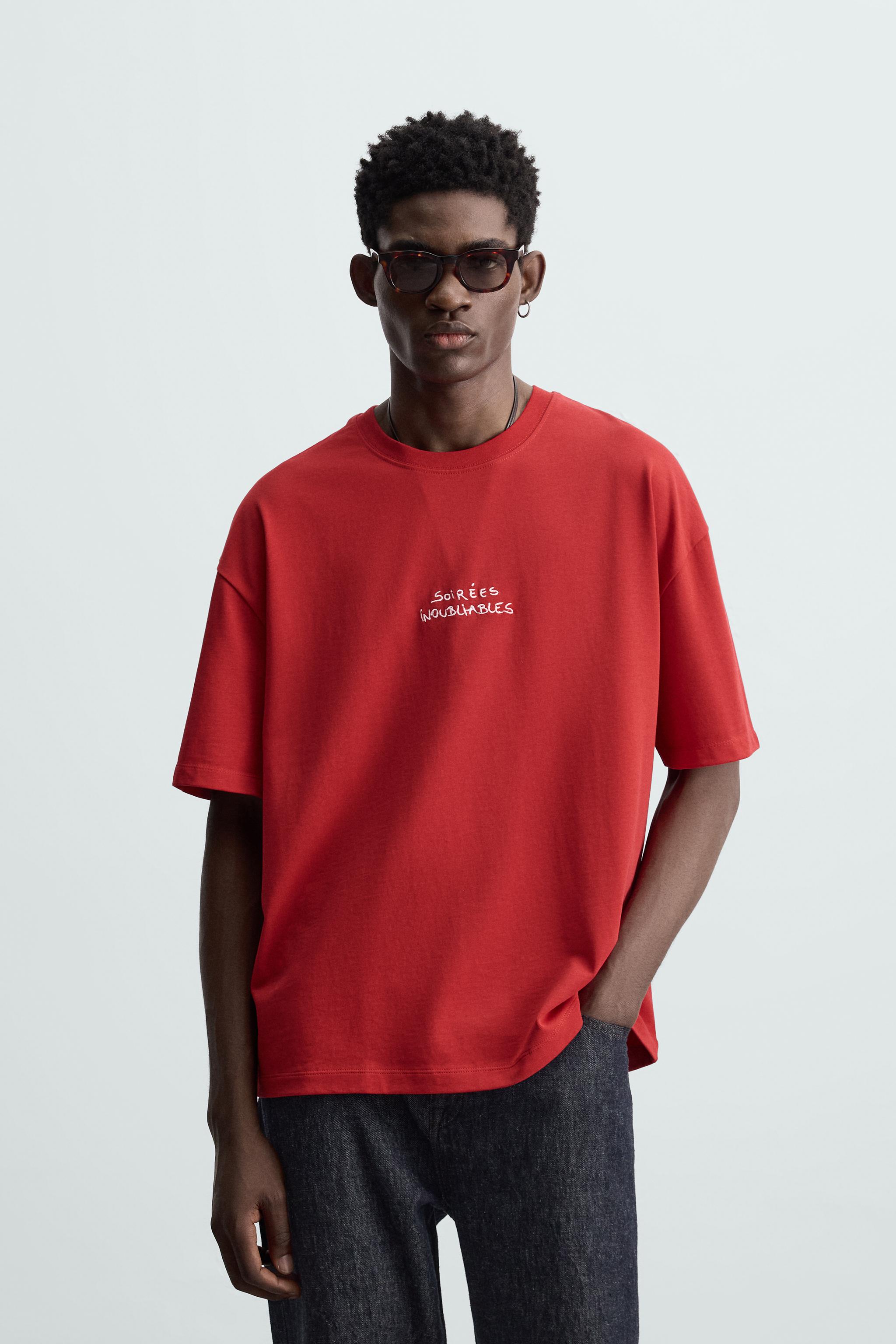 SLOGAN PRINT T-SHIRT - Red | ZARA Australia
