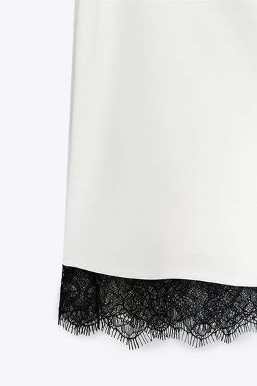 SATIN HALTER TOP WITH LACE - Ecru by Zara - Image 7