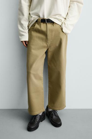 Zara 寬版工作長褲 - 焦糖色