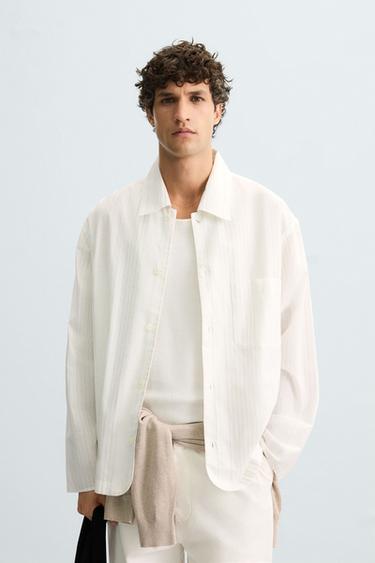 პერანგი სტრუქტურული ზოლიანი - Zara-ს White