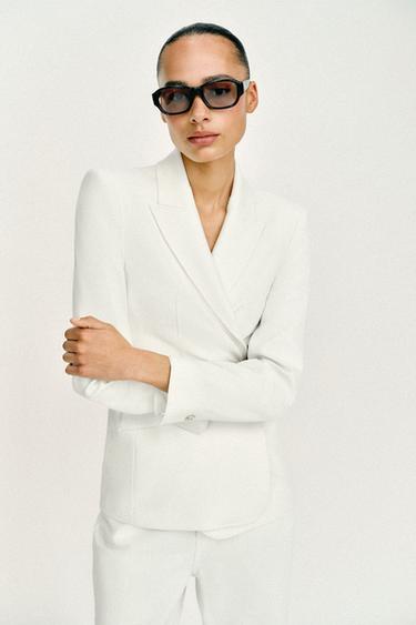 VESTE AJUSTÉE À ÉPAULETTES - Blanc cassé de Zara - Image 6