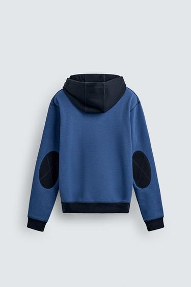 SWEAT COLOR BLOCK À CAPUCHE WAFFLE - Bleu de Zara - Image 7