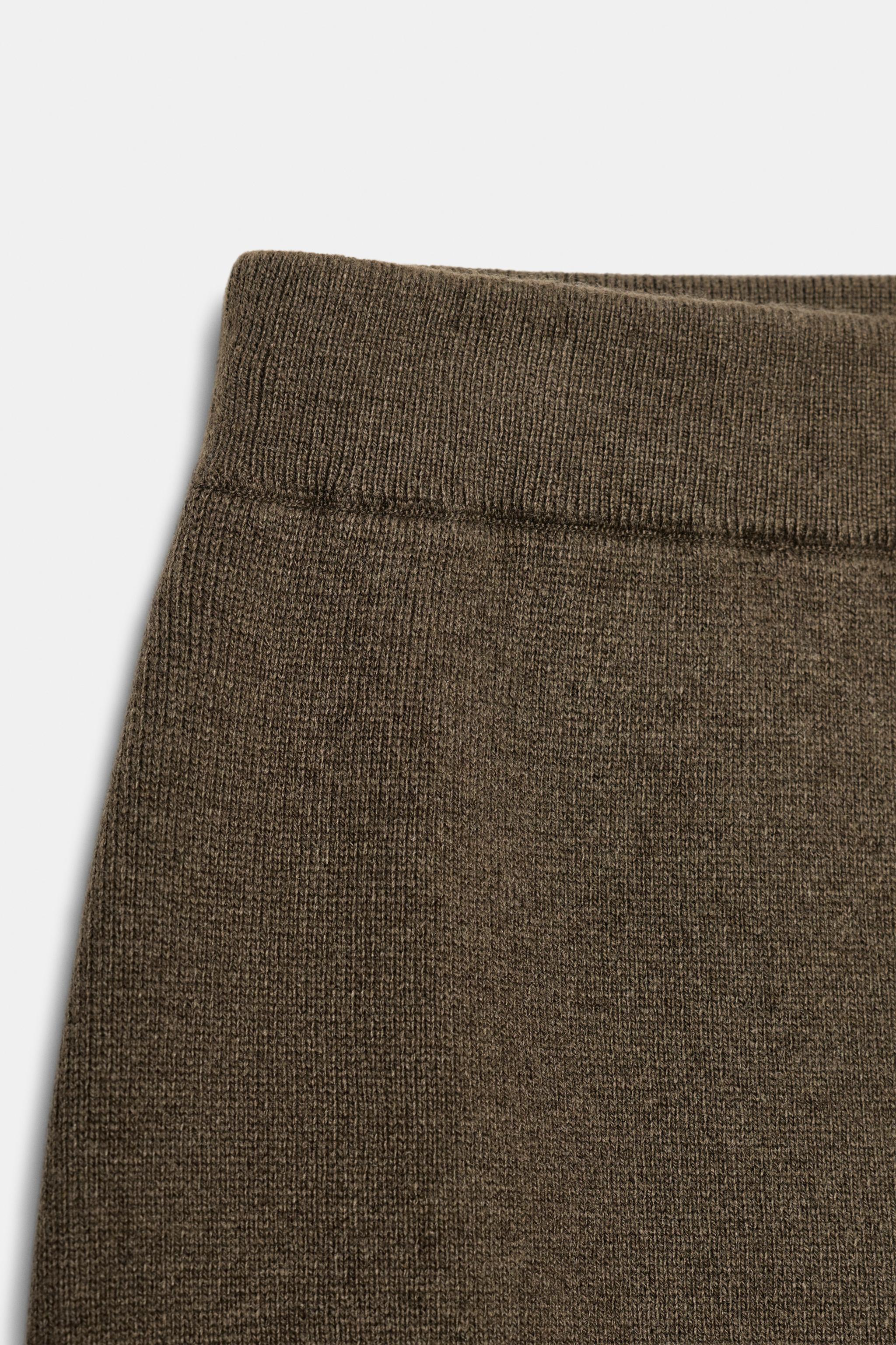 WOOL BLEND STRAIGHT MIDI SKIRT