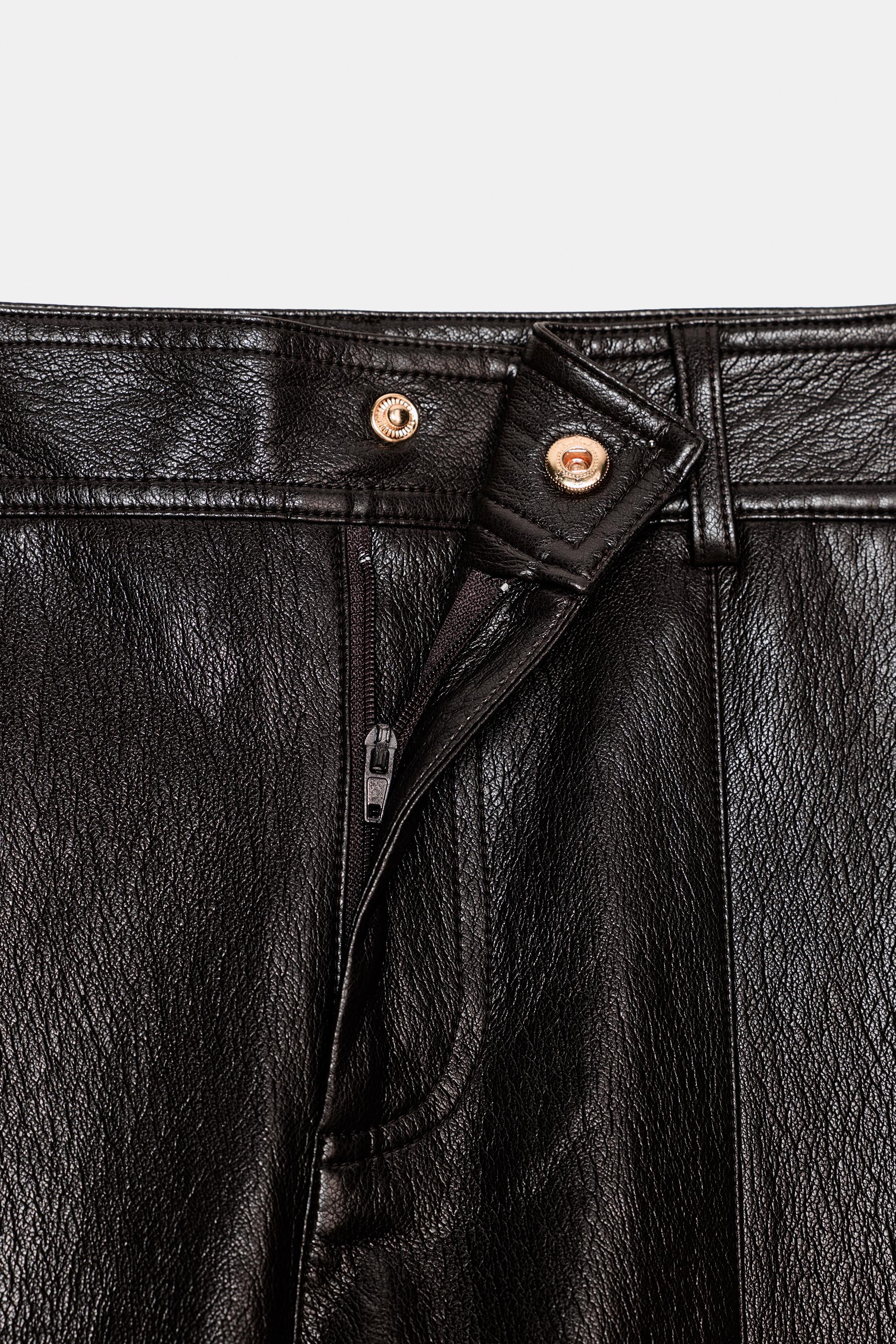 FAUX LEATHER STRAIGHT LEG PANTS