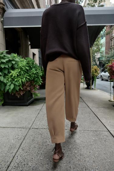 PLEATED CARROT TROUSERS - camel by Zara - Image 4