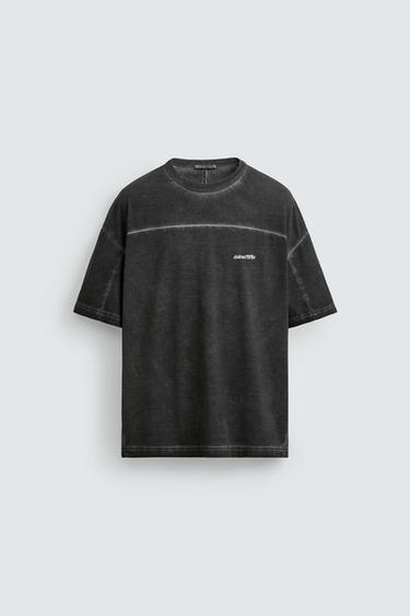 WASHED RELAXED FIT T-SHIRT - Dark anthracite by Zara