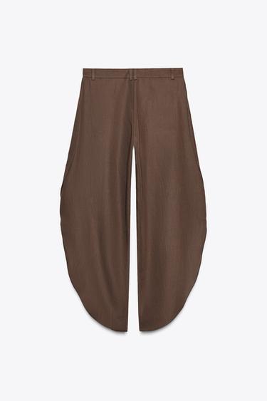 PANTALON LARGE À OUVERTURES ZW COLLECTION - Marron de Zara - Image 3