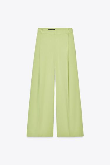 TROUSERS WITH BELT LOOPS - Apple green by Zara