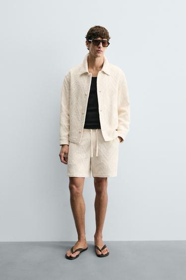 JACQUARD BERMUDA SHORTS - Ecru by Zara - Image 0