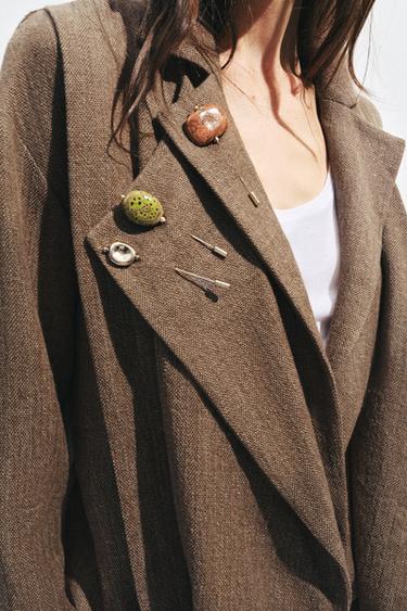 Zara PACK OF 3 CERAMIC PIN BROOCHES - Golden