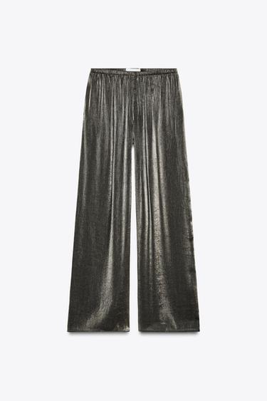 WEITE HOSE MIT GLITZEREFFEKT - Altgold von Zara - Bild 0