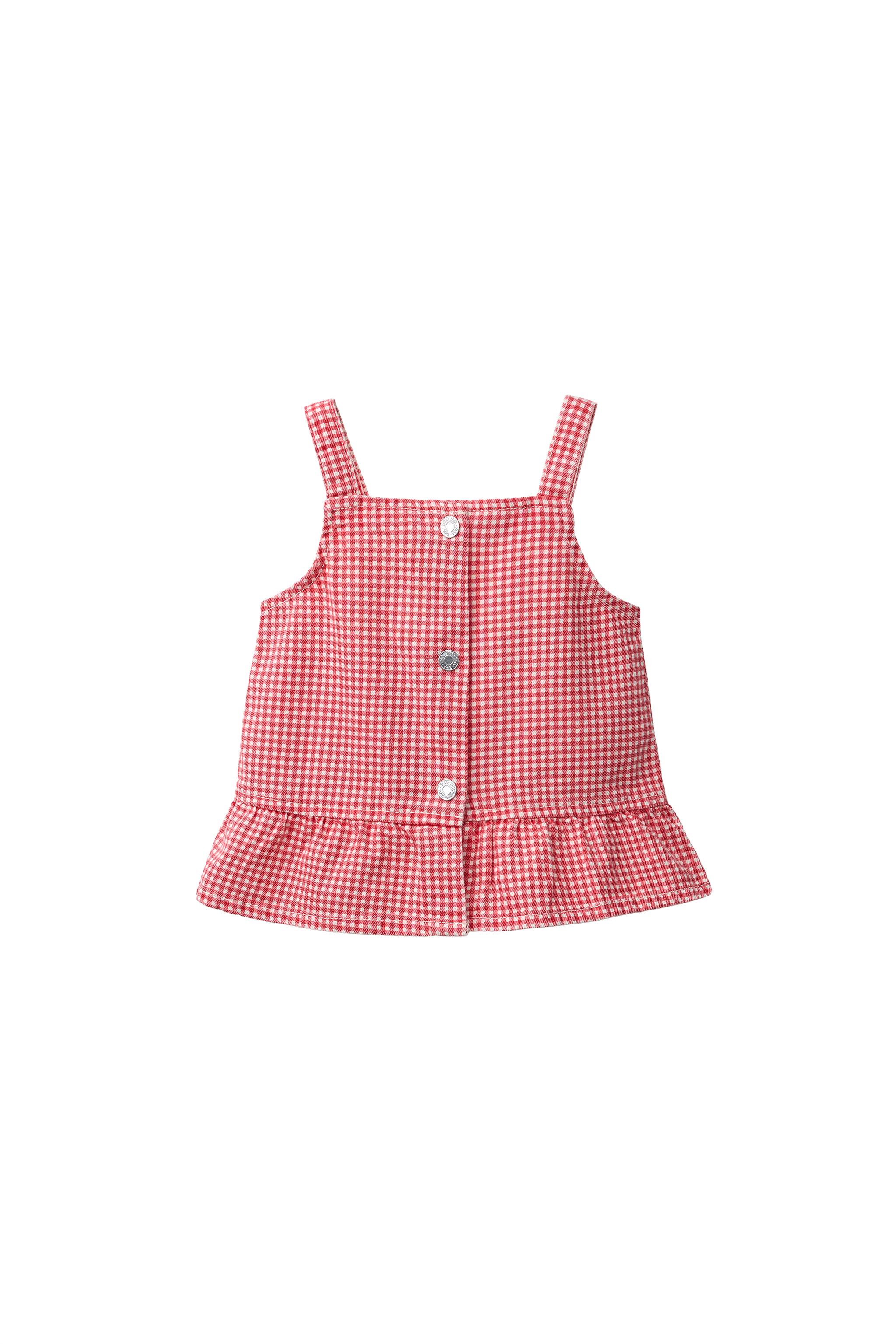 GINGHAM TWILL TOP - Red | ZARA United States