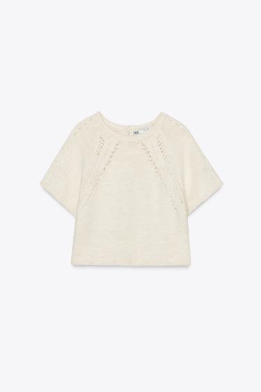 CROPPED KNIT SWEATER - Light beige by Zara