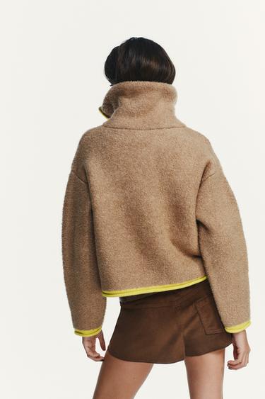 GILET EN MAILLE À FINITIONS CONTRASTANTES - Beige de Zara - Image 5