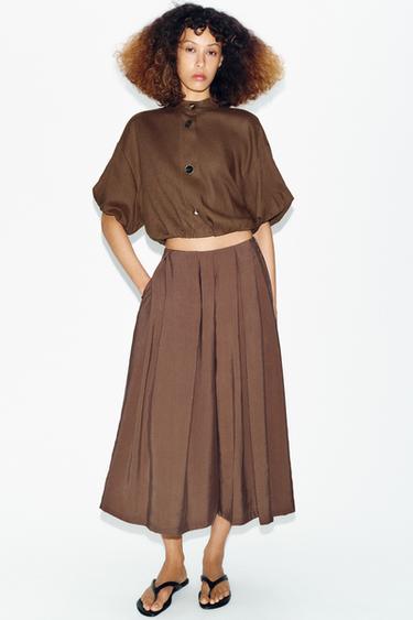 LONG FLOWING BERMUDA SHORTS - Mocha by Zara