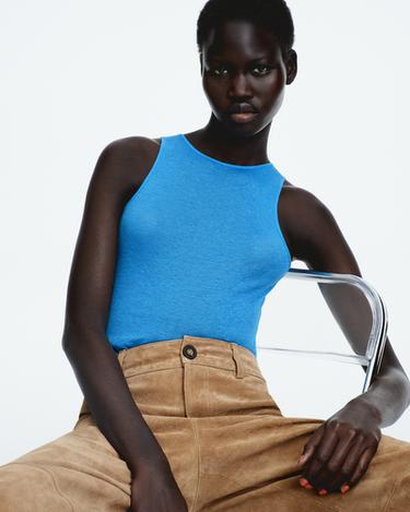 SUPIMA® SLEEVELESS T-SHIRT - Electric blue by Zara