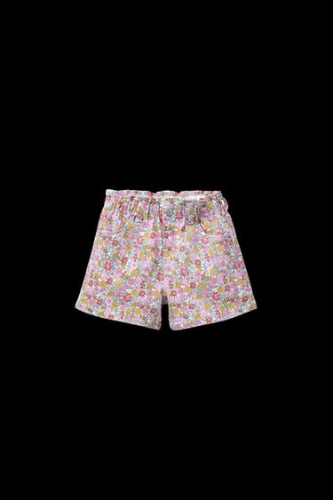 Zara COMFORT TWILL PAPERBAG SHORTS - Pink - Image 0