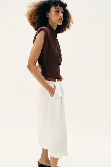 BERMUDA LONGUE CEINTURE - Blanc cassé de Zara - Image 4