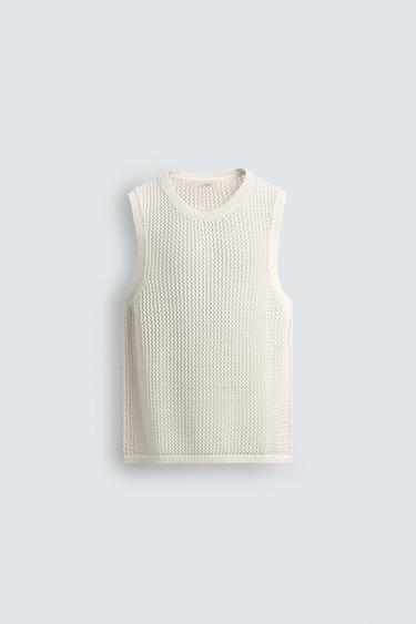 CUTWORK KNIT VEST - Oyster-white by Zara