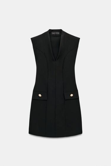 ROBE COURTE À ÉPAULETTES - Noir de Zara