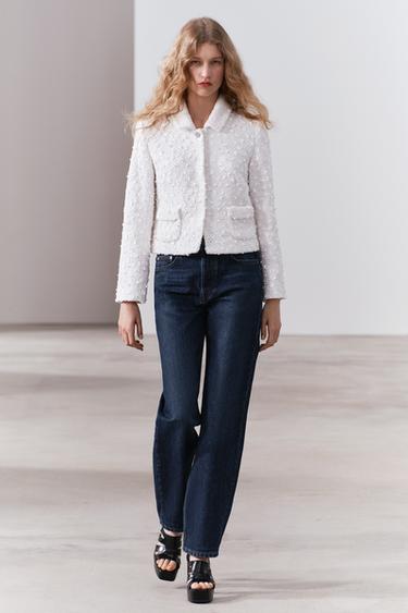 КОРОТКИЙ ЖАКЕТ С ПАЙЕТКАМИ — ZW COLLECTION — БЕЛЫЙ от Zara — изображение 0