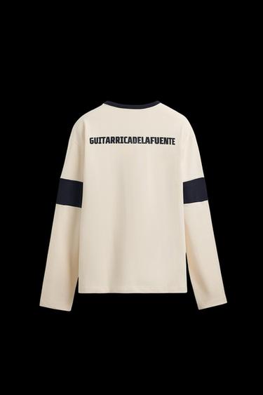 Zara GUITARRICADELAFUENTE TEXT PRINT T-SHIRT - Ecru