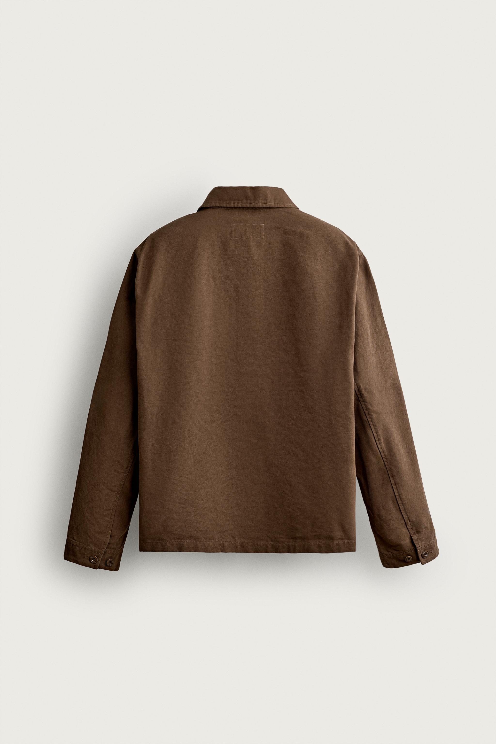 Zara REGULAR FIT CANVAS OVERSHIRT — фото 8