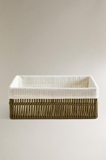 RECTANGULAR FABRIC INTERIOR BASKET - Khaki by Zara - Image 1