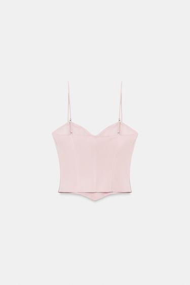 TOP STYLE CORSET SATINÉ - Rose craie de Zara - Image 4