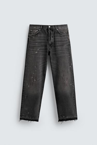 LOOSE FIT JEANS WITH PAINT SPLATTER - Charcoal by Zara