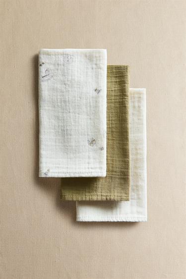 BABY MUSLIN CLOTHS (PACK OF 3) - Ecru by Zara