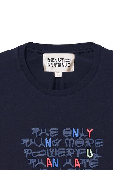 CROPPED FIT 'AMOR' SLOGAN T-SHIRT - Navy blue by Zara - Image 4