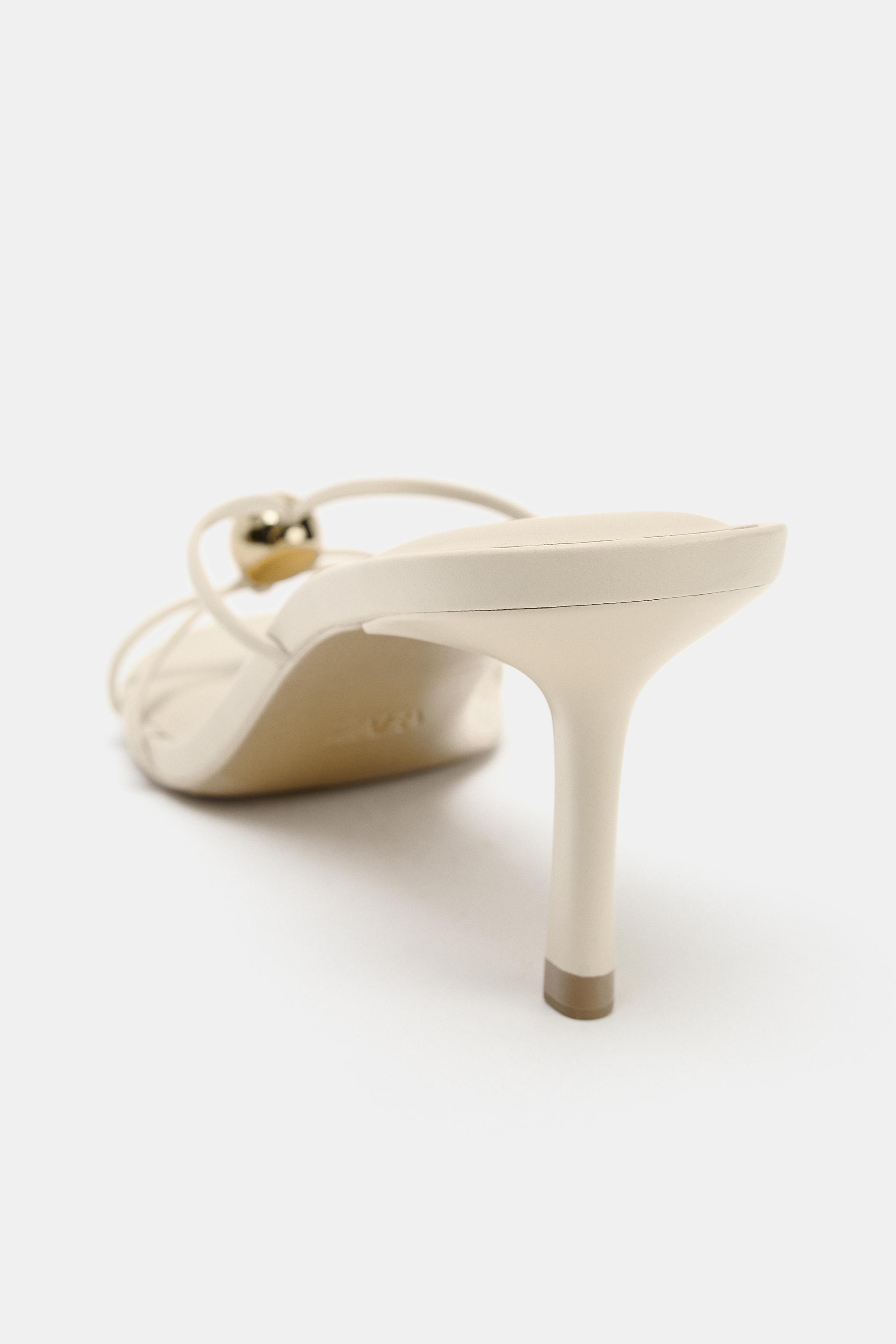 METALLIC APPLIQUE HEELED SANDALS