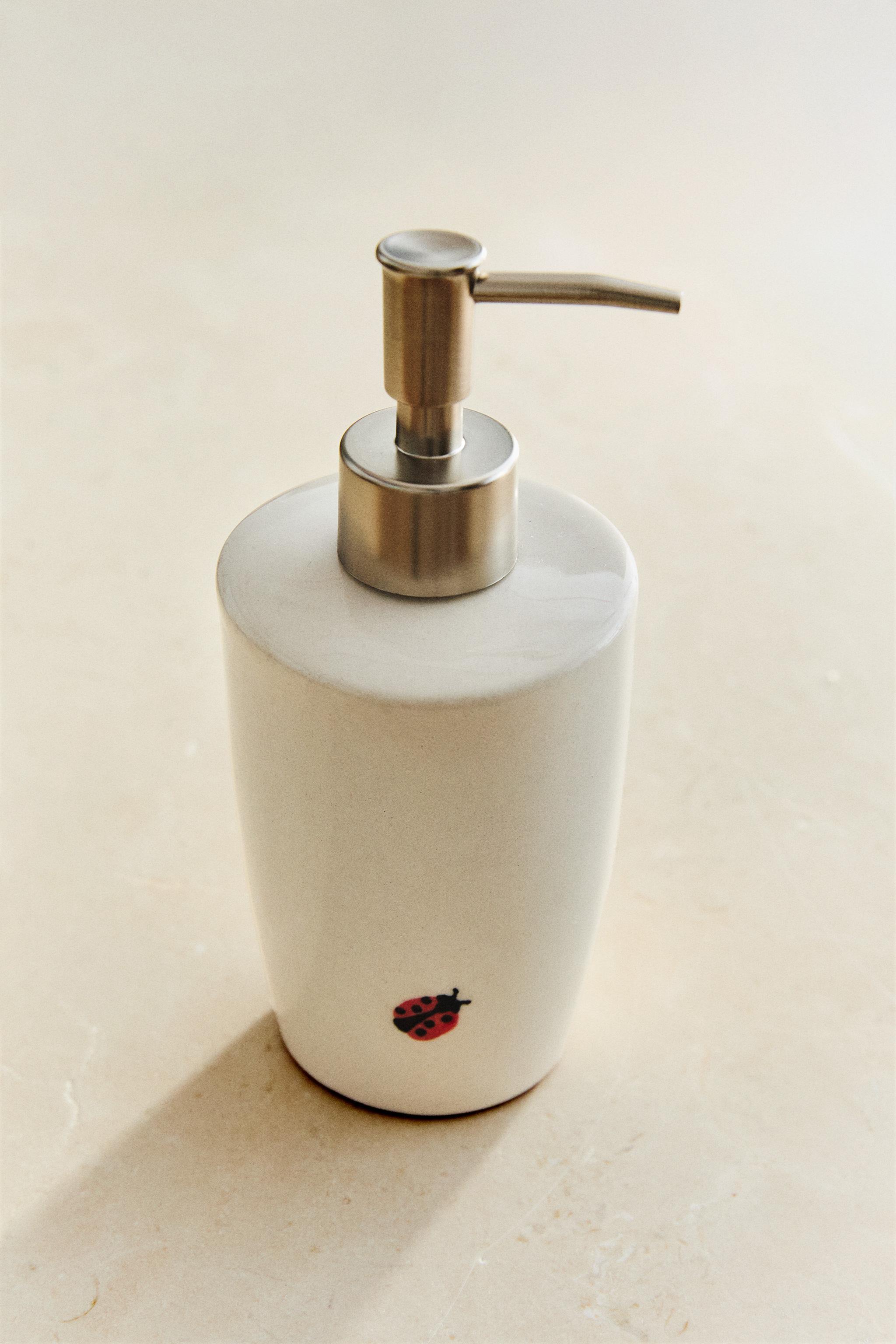 DISTRIBUTEUR DE SAVON EN CÉRAMIQUE COCCINELLE