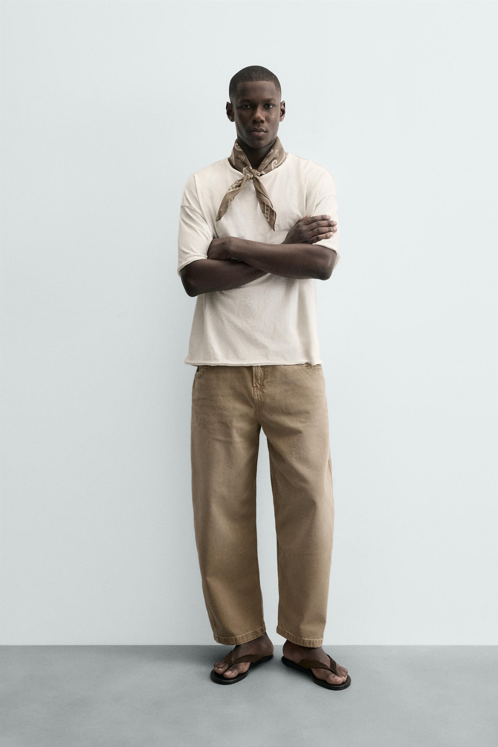 JEANS RELAXED FIT COSTURA GIRADA - Areia | ZARA Brasil