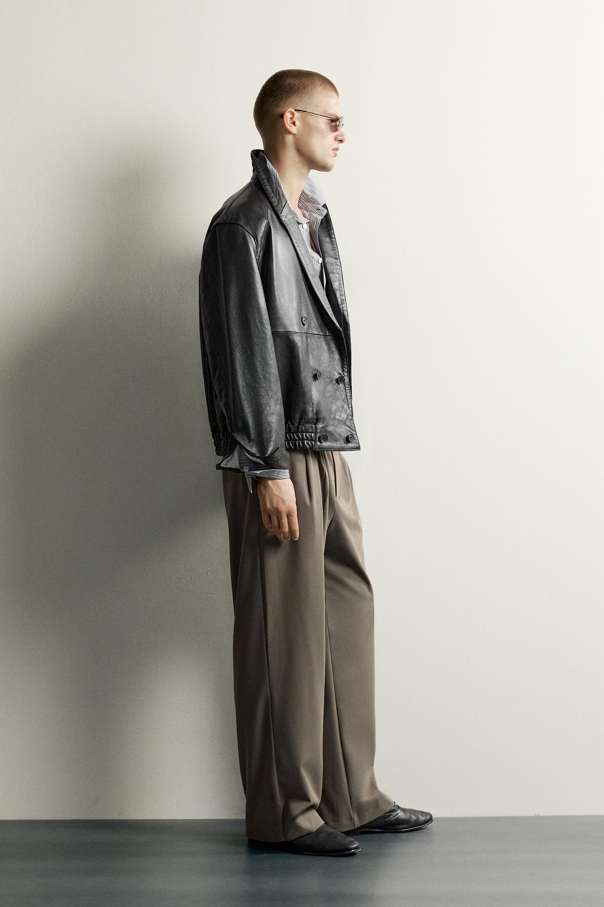 BLAZER CROPPED FIT EN CUIR