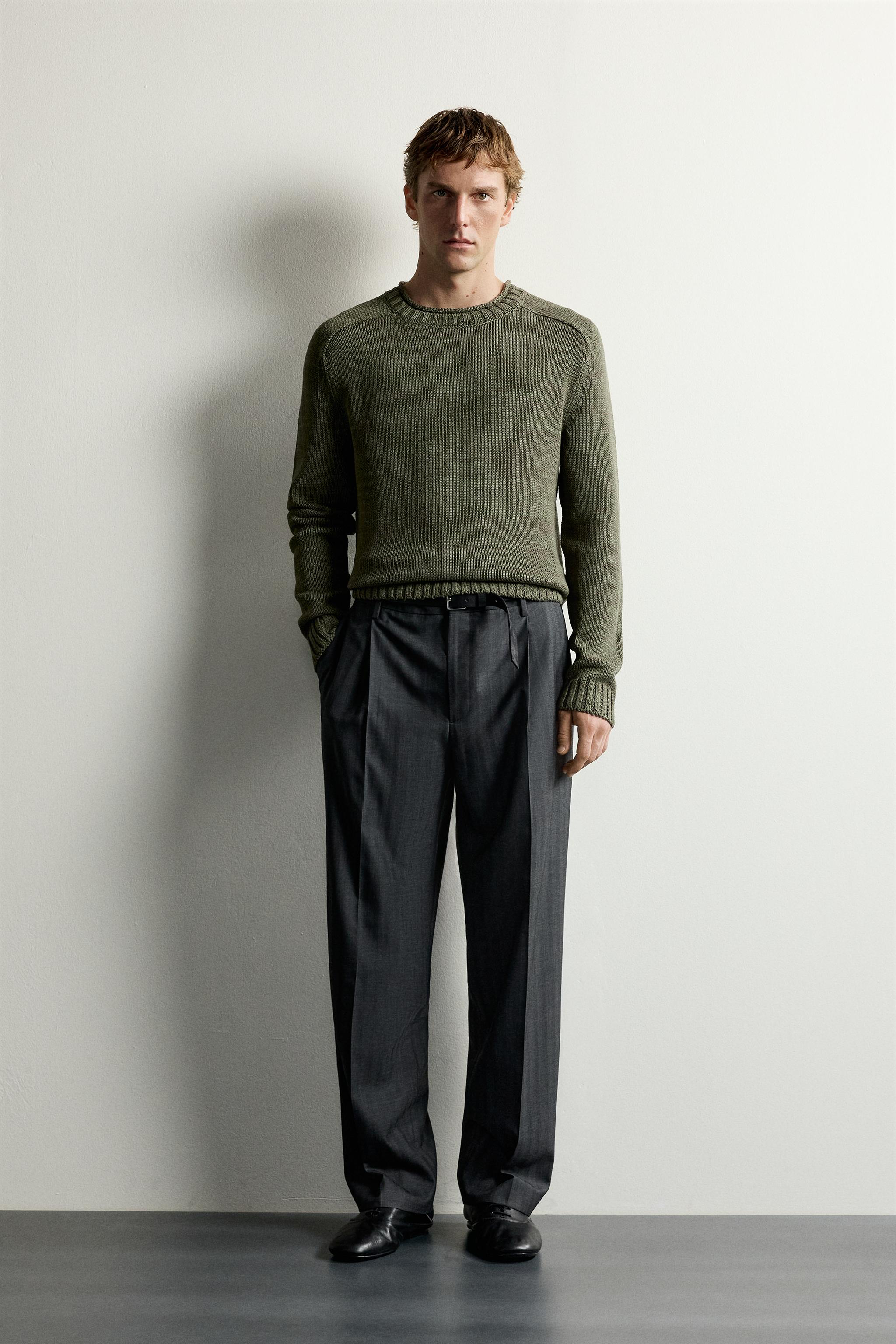 RELAXED FIT TEXTURED JUMPER - Khaki | ZARA Curaçao / Curazao