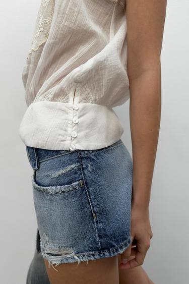 EMBROIDERED GAZE STRAP TOP - Oyster-white by Zara - Image 3