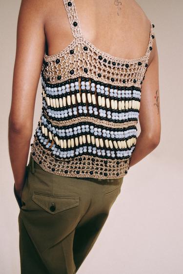 TOP EN MAILLE FANTAISIE - Beige de Zara - Image 1
