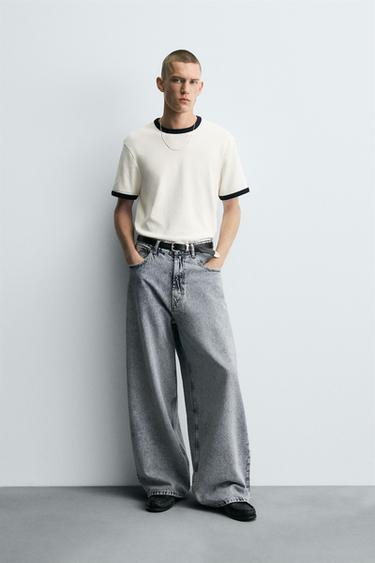 JEANS WIDE BAGGY FIT - Cinzento / Azul da Zara