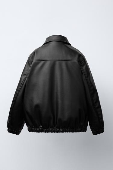 LEATHER-EFFECT BOMBER JACKET - Black by Zara - Image 3