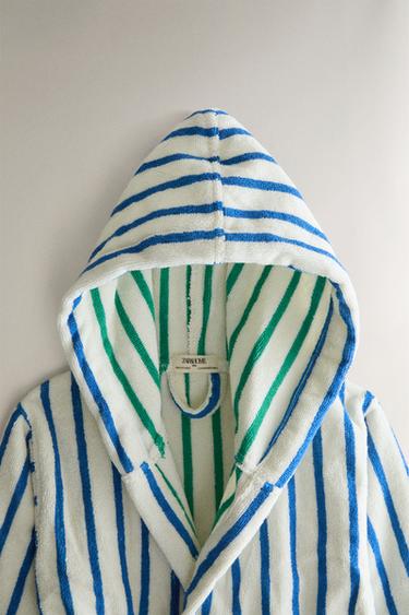 PEIGNOIR ENFANT RAYURES RÉVERSIBLE - Bleu de Zara - Image 1