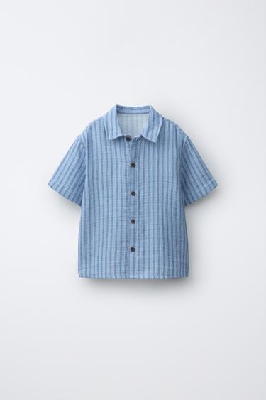 STRIPED TEXTURED SHIRT - Blue by Zara