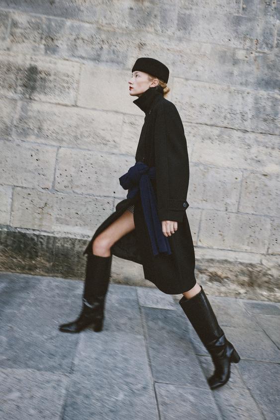 Zara 100% WOOL OVAL HAT - Black - Image 0