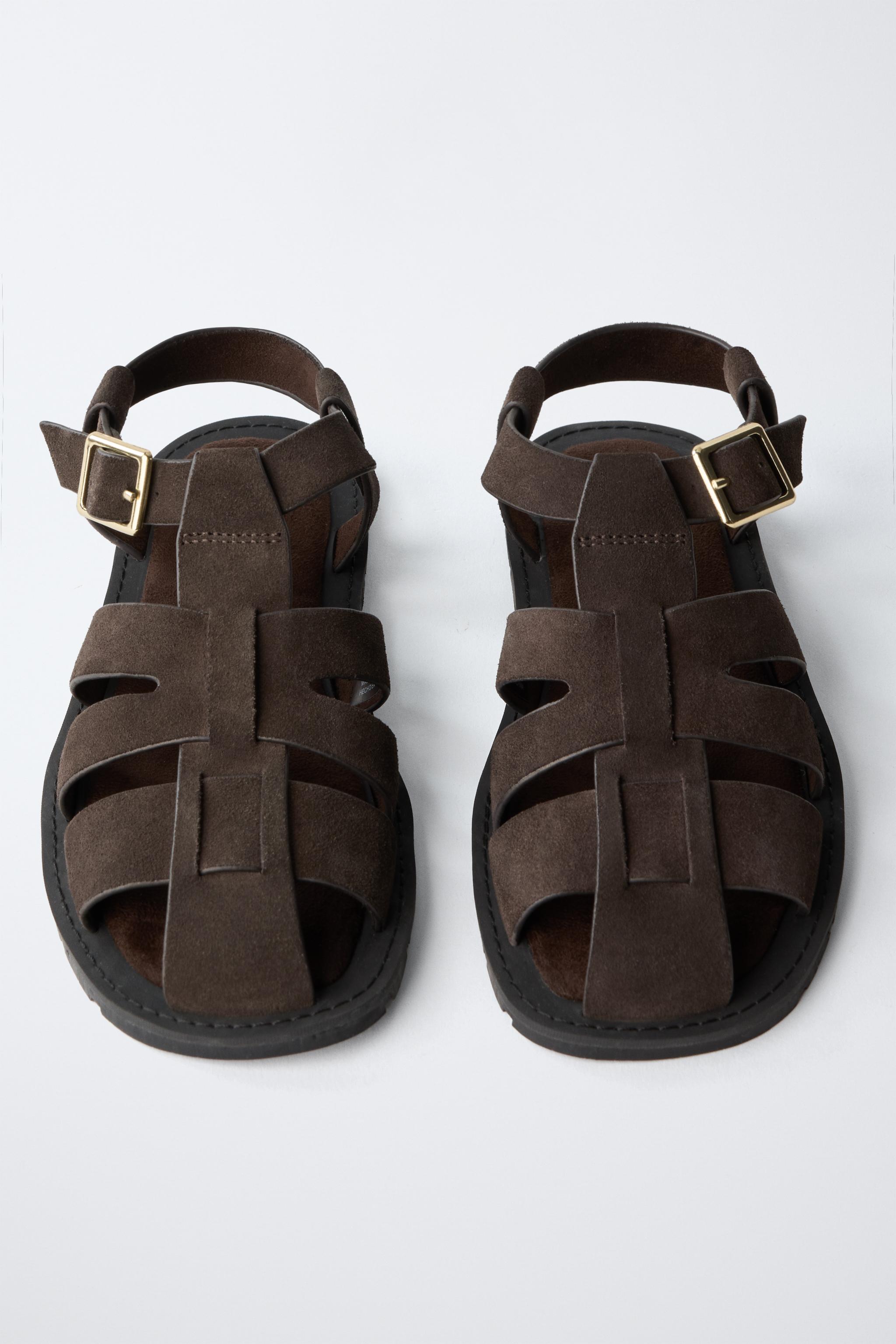 LEATHER FISHERMAN SANDALS - Brown | ZARA United States