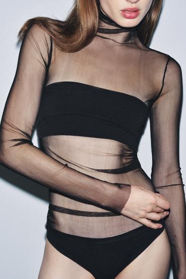 TOP 100% SOIE - Noir de Zara - Image 1