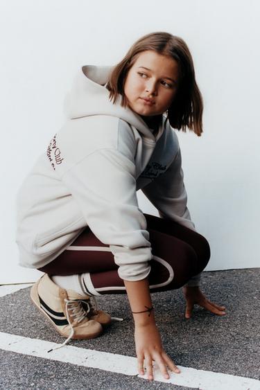LEGGING CÔTELÉ AVEC BANDES - Bordeaux de Zara